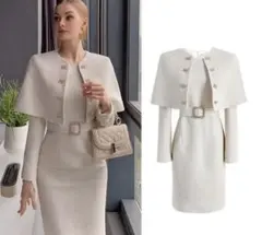 dabuwawa 新品未使用 ホワイト ケープワンピース