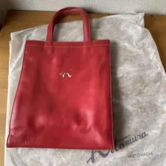 キタムラ　レザートートバッグ　本革　赤のサムネイル