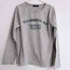【新品】飛行機柄　長袖ロングTシャツ　130cm グレー