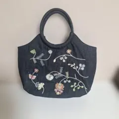 SAVOY 花柄刺繍 デニム トートバッグのサムネイル