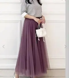fifth チュールロングスカート　ダスティピンク