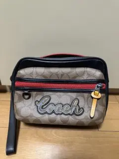 Coach クラッチバッグ ベージュ/黒/赤