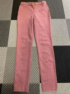 ピンク スキニーパンツ ゴムウエスト