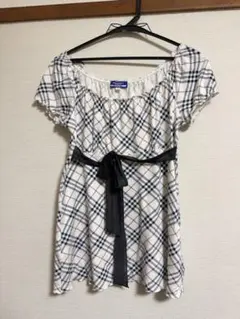 バーバリーブルーレーベル ノバチェック ブラウス チュニック リボン 38