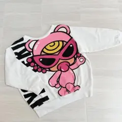 ヒステリックミニ «105» テディー リバーシブル 長袖 トレーナー 白