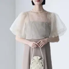 本日限定価格★forksy. オーガンジーパールトップス キャミワンピ 結婚式