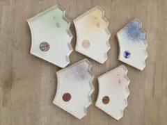 深川製　手まり　扇形小皿　5枚セット