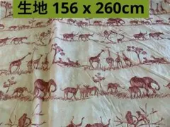 生地 素材 切り布、サファリ、動物、森、野生、象、キリン、猿、鹿、シマウマ