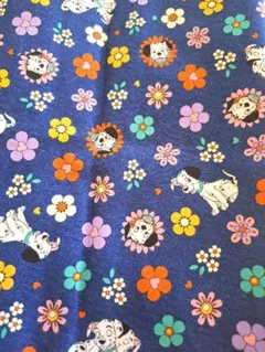 101匹わんちゃん綿生地 デニム風生地　布