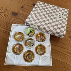 九谷 金彩盃 風景紋 七福神紋 ２種５客セット E71224 組盃 七福神