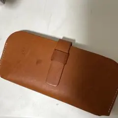 レザー スナップボタン付き財布 ブラウン