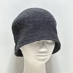 バケットハット チャコールグレー 手編み帽子 クラッシャーハット 男女兼用