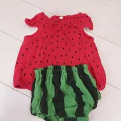 スイカ柄タンクトップとショートパンツセット 80 ベビー夏服