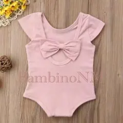 70 バック リボン ロンパース ピンク 1点のみ 海外子ども服