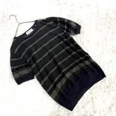 【トゥモローランド】（S）半袖 ニットセーター ボーダー 春夏 薄手 カジュアル