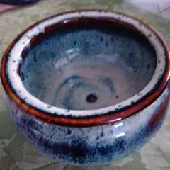 10日までお値下げ青と茶色のグラデーション陶器の器