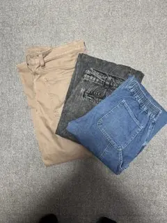 デニムパンツセット（ベージュ・ブラック・青）