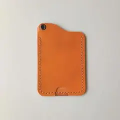 本革パスケース 定期入れ ICカード カードケース キャメル ハンドメイド