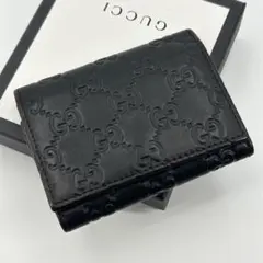 美品✨グッチ パスケース 名刺入れ シマ レザー ダークブラウン GG