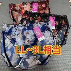 大きいサイズLL-3L XL-XXL相当　花柄シースルーショーツ３枚セット