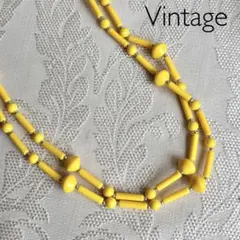 #5201 ヴィンテージ　ネックレス　アクリルビーズ　イエローのサムネイル