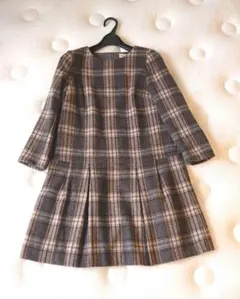 小さいサイズ【 ボンメルスリー】＊新品未使用タグ付き＊シャギーチェックワンピース