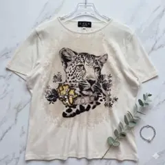 美品 EVEX by KRIZIA ビジュー装飾 レオパード柄Tシャツ アニマルのサムネイル