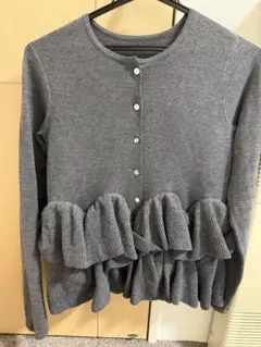 フリルヘムニットカーディガン フリーサイズ　チャコールグレー　M