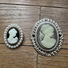 カメオブローチ 2点セット