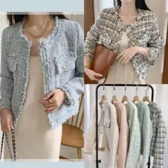 DHOLIC 韓国 ツイードジャケット ブラック(実物写真3枚目)