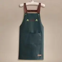 エプロン 防水 ダークグリーン作業着 サロン 介護 食事 入浴 ガーデニング