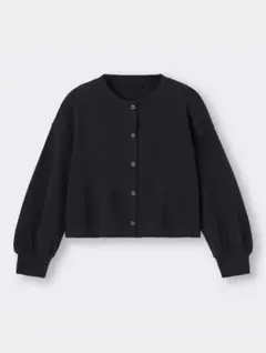 GU ガールズ　ボリュームスリーブクロップドカーディガン（長袖）　130 黒