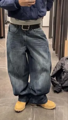 ZARA バルーンフィットステッチジーンズ W30