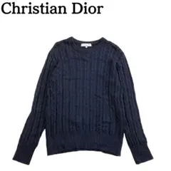 美品★Christian Dior ケーブルニット カシミヤ シルク混 黒 M