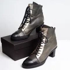 【美品】リミフゥ Limi feu レースアップ バックジップヒールブーツのサムネイル