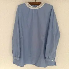 サマンサモスモス　SM2 ストライプ柄 レース襟 長袖シャツ