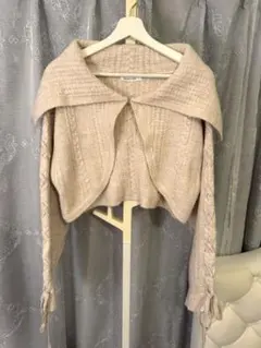 archives BIGカラーレースUPラメケーブルニットカーディガン