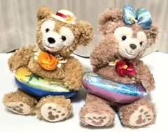 ダッフィ&シェリーメイパスケースぬいぐるみ2体セット サニーファン うきわ