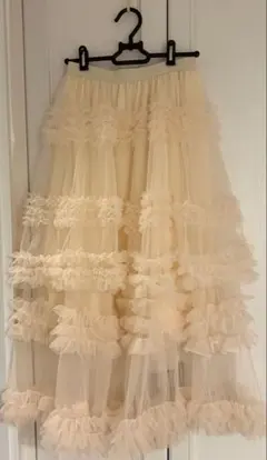 シアーフリルレイヤードボリュームチュールスカート me+em select