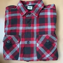 UNIQLO メンズ チェック柄 フリース長袖シャツ レッド Lサイズ