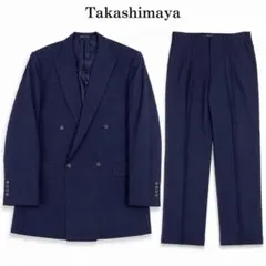 Y294 L タカシマヤ ELEFIT ストライプ 上品 ダブル スーツ メンズのサムネイル