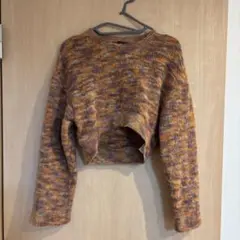ZARA クロップドニットセーター オレンジ系 S