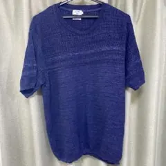 gim ダークブルー 半袖ニット Lのサムネイル