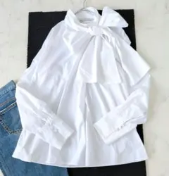 ZARA ボウタイブラウス ビッグリボン プルオーバーシャツ ホワイト ゆったり