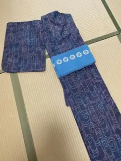 【着物】単衣　紬　瑞雲　渦巻き　なると　観世水のサムネイル