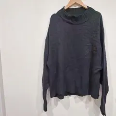 ダークグレー 長袖　ニット セーター　ユニセックス　大きいサイズ
