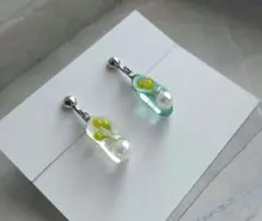 ◆ハンドメイド◆イヤリング◆シーグラス◆ドライフラワー◆パール◆ゆらゆら揺れる◆