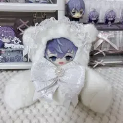 おすわり ぬい服 にじぱぺっと 10cm白 くま耳 着ぐるみ