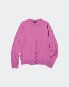 美品 UNIQLO クルーネックカーディガン ピンク Sのサムネイル