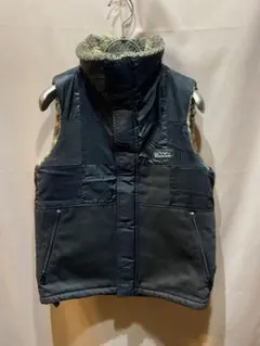 マナスタッシュ　裏フリース　パッチワークベスト レディース　ブラック ヘンプ